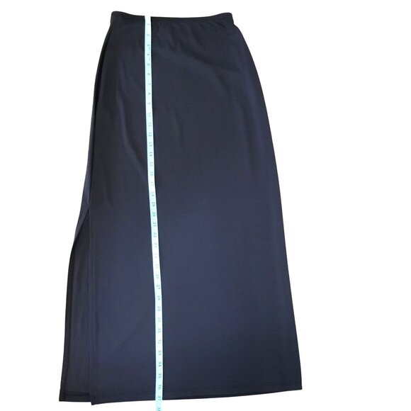 Chocolate Brown Women’s Maxi Skirt Elastic Waist Side Slit Core Closet Essential - Picture 5 of 7